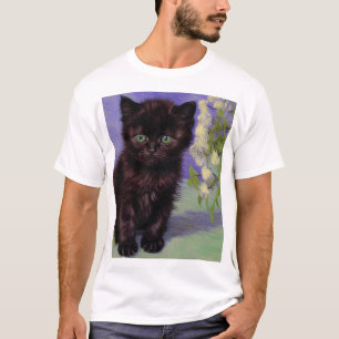 Van Gogh Style Cat with White Flowers T-Shirt