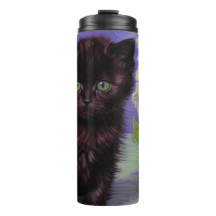 Van Gogh Style Cat with White Flowers Thermal Tumbler