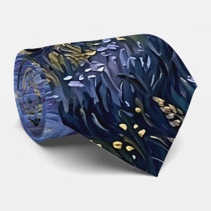 Van Gogh Style Cypress Dusk Midnight Moon Fine Art Tie