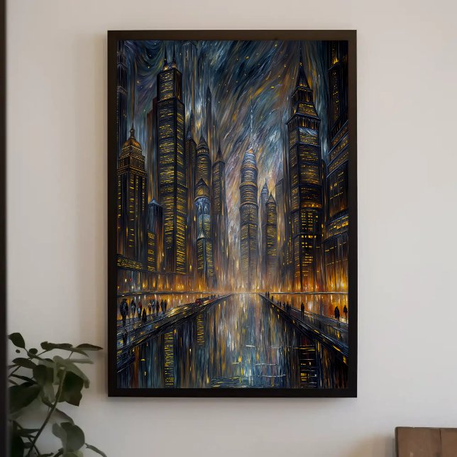 Van Gogh Style Futuristic Cityscape Art Poster (Creator Uploaded)