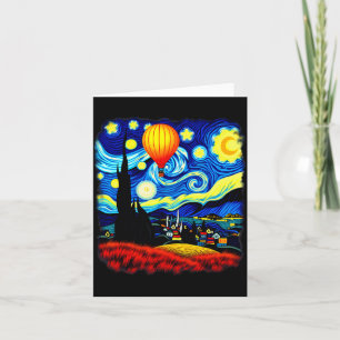 Van Gogh Style Hot Air Balloon Starry Night  Card