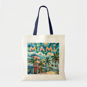 Van Gogh Style Miami Ocean Drive Colourful Beach Tote Bag