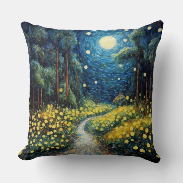 Van Gogh Style Moon Path landscape accent  pillow (Front)