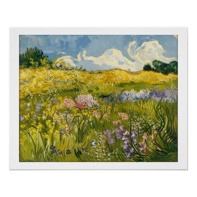 Van Gogh-Style Oil Painting of Wildflower Meadow  Poster (Front)