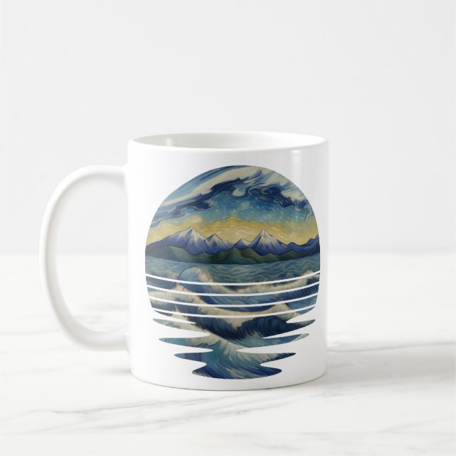 Van Gogh Style Paintings Set, A sea At Sunset Coffee Mug (Left)