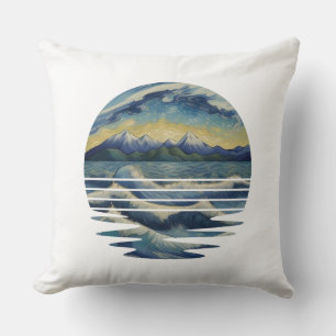 Van Gogh Style Paintings Set, A sea At Sunset Cushion