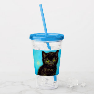Van Gogh Style Pouting Kitten Acrylic Tumbler