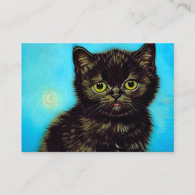 Van Gogh Style Pouting Kitten Enclosure Card (Front)