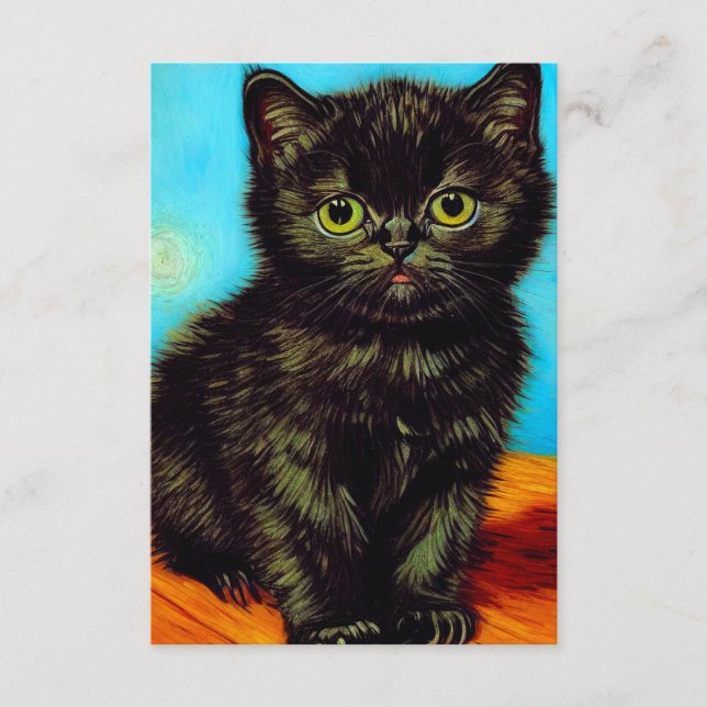 Van Gogh Style Pouting Kitten Enclosure Card (Front)