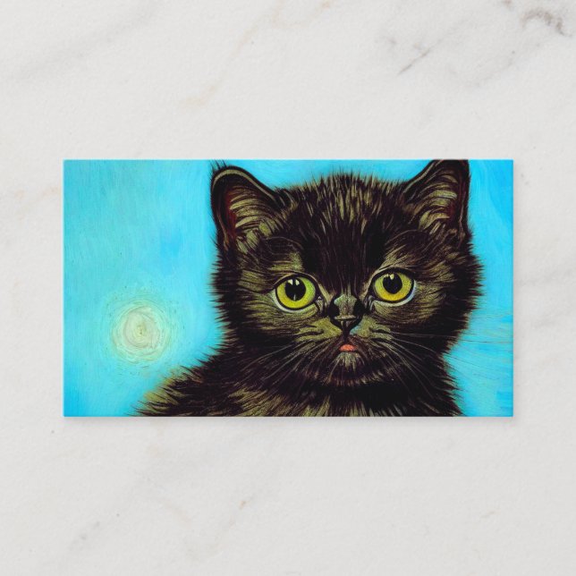 Van Gogh Style Pouting Kitten Enclosure Card (Front)