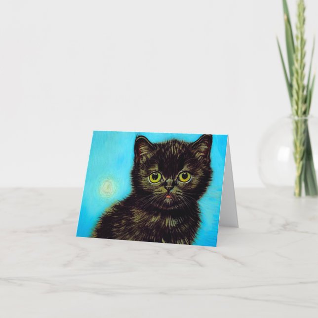 Van Gogh Style Pouting Kitten Invitation (Front)