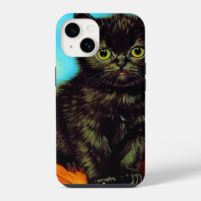 Van Gogh Style Pouting Kitten iPhone Case (Back)