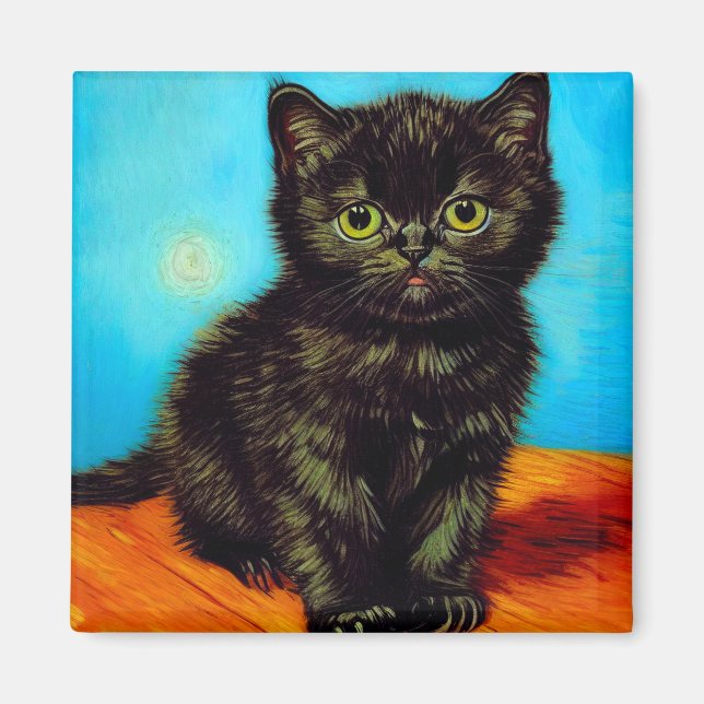 Van Gogh Style Pouting Kitten Magnet (Front)