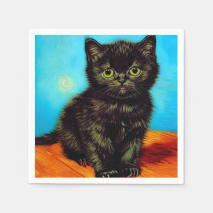 Van Gogh Style Pouting Kitten Napkin