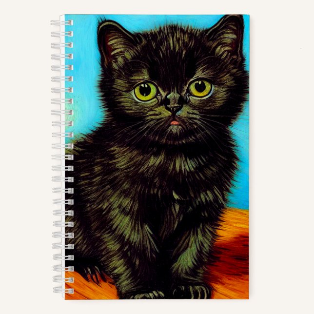 Van Gogh Style Pouting Kitten Notebook (Front)