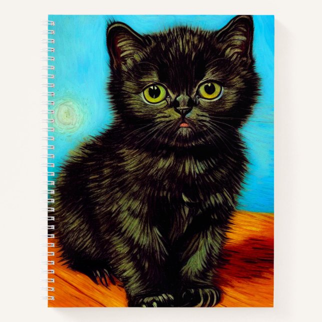 Van Gogh Style Pouting Kitten Notebook (Front)