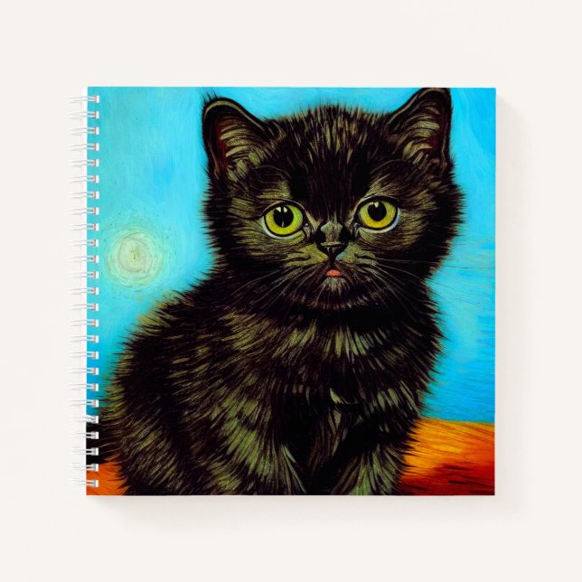 Van Gogh Style Pouting Kitten Notebook (Front)