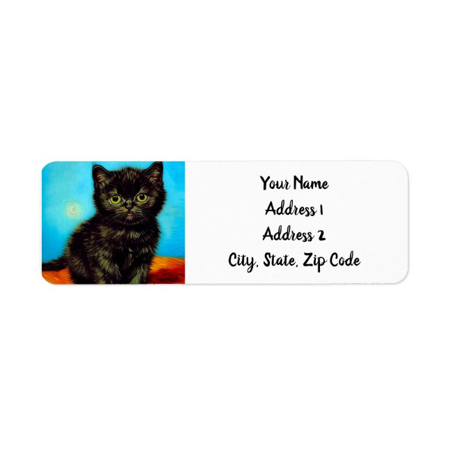 Van Gogh Style Pouting Kitten Return Address Label (Front)