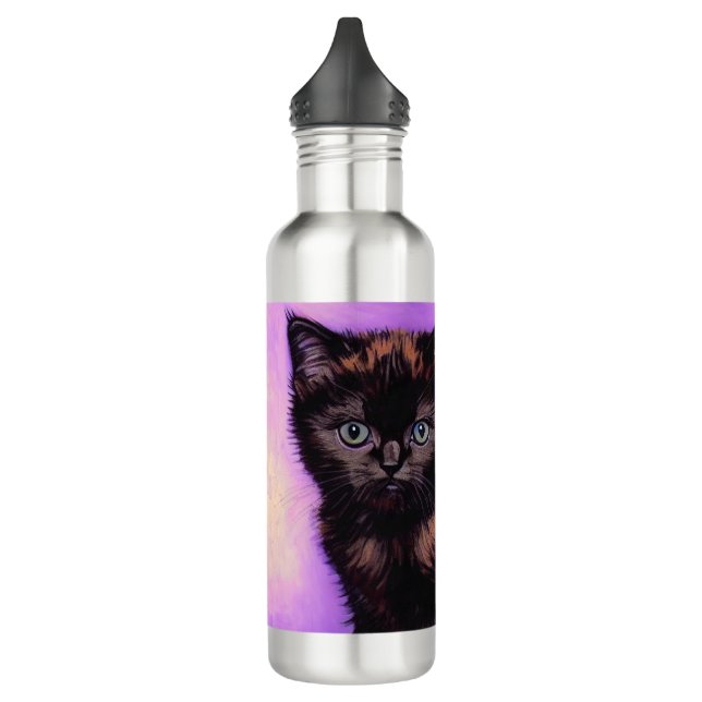 Van Gogh Style Purple Cat 710 Ml Water Bottle (Left)