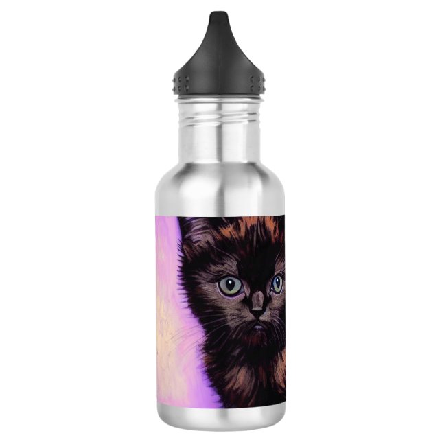 Van Gogh Style Purple Cat 710 Ml Water Bottle (Left)