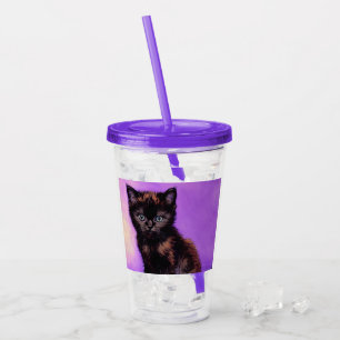 Van Gogh Style Purple Cat Acrylic Tumbler