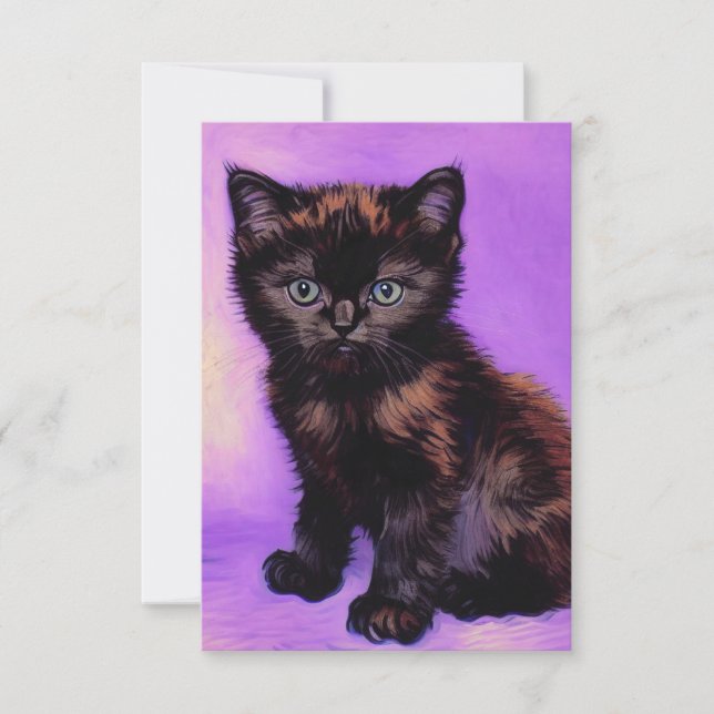 Van Gogh Style Purple Cat Card (Front)