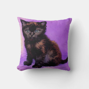 Van Gogh Style Purple Cat Cushion