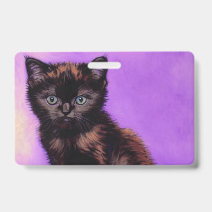Van Gogh Style Purple Cat ID Badge