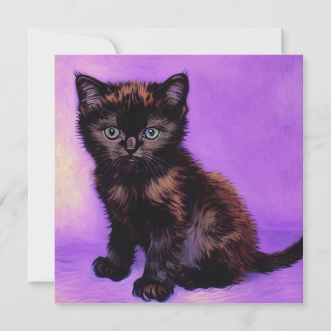 Van Gogh Style Purple Cat Invitation (Front)