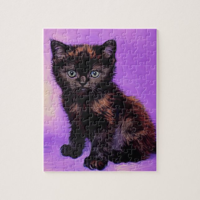Van Gogh Style Purple Cat Jigsaw Puzzle (Vertical)