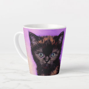 Van Gogh Style Purple Cat Latte Mug