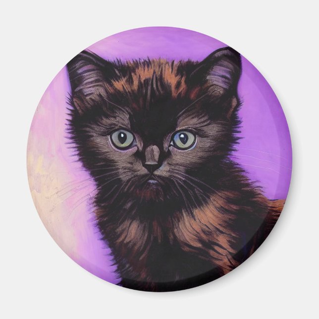 Van Gogh Style Purple Cat Magnet (Front)