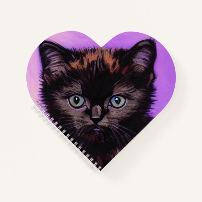 Van Gogh Style Purple Cat Notebook (Front)