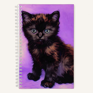 Van Gogh Style Purple Cat Notebook