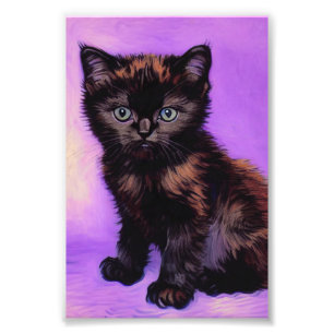 Van Gogh Style Purple Cat Photo Print