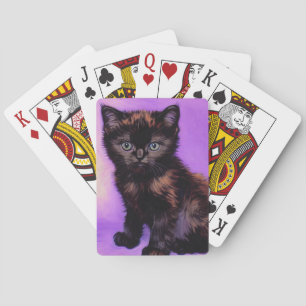 Van Gogh Style Purple Cat Playing Cards