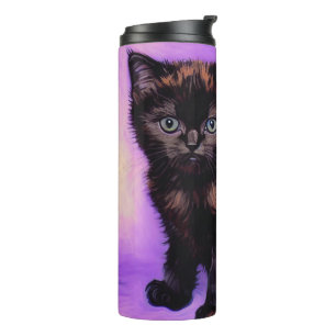 Van Gogh Style Purple Cat Thermal Tumbler