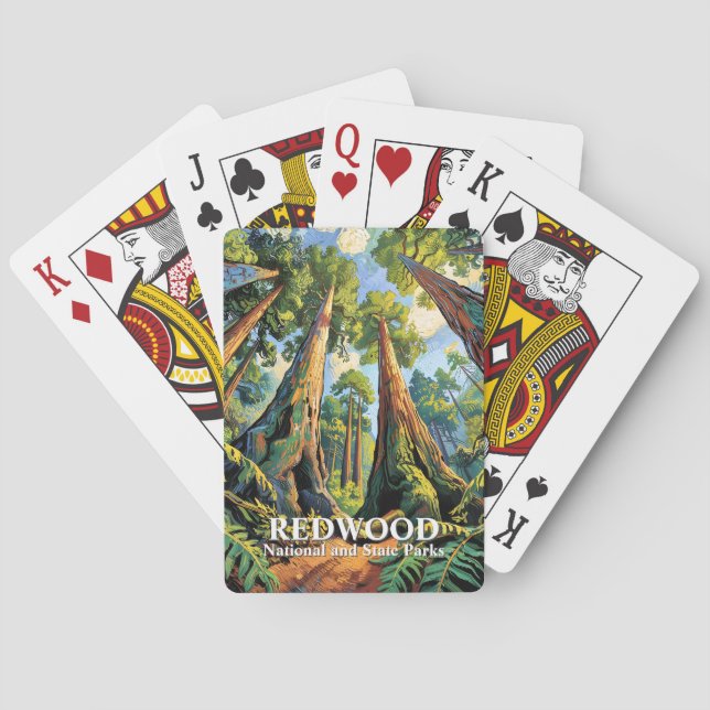 Van Gogh Style Redwoods National Park California Playing Cards (Back)