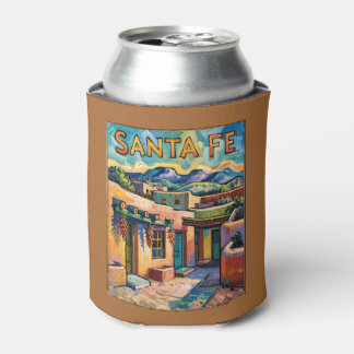 Van Gogh Style Santa Fe Travel Art with Adobe Home Can Cooler
