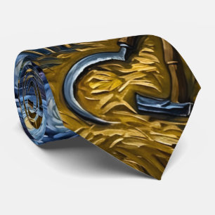 Van Gogh Style Starry Harvest Golden Wheat Field  Tie