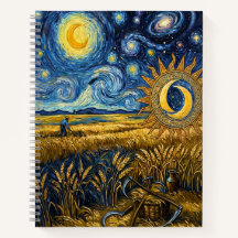 Van Gogh Style Starry Harvest Wheat Field Poster