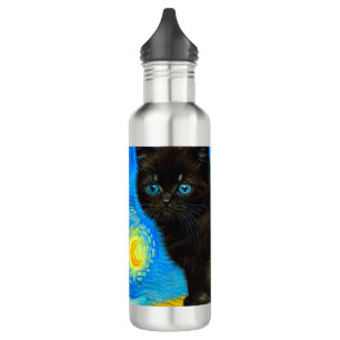 Van Gogh Style Starry Night Cat 710 Ml Water Bottle