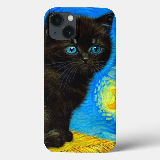 Van Gogh Style Starry Night Cat Case-Mate iPhone Case (Back)
