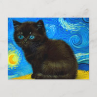 Van Gogh Style Starry Night Cat