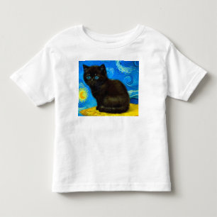 Van Gogh Style Starry Night Cat Toddler T-Shirt
