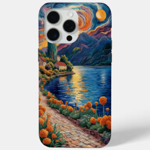 "Van Gogh Style Sunset Landscape Art" iPhone 15 Pro Max Case