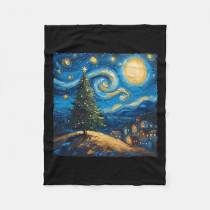 Van Gogh Style The Starry Night Christmas Tree Vil Fleece Blanket
