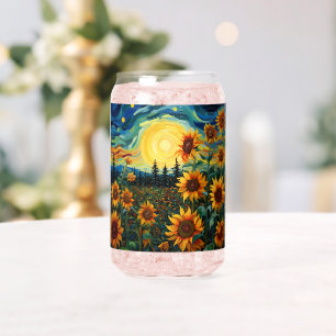 Van Gogh Sunflower Painting Can Glass