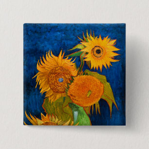 Van Gogh Sunflowers 15 Cm Square Badge