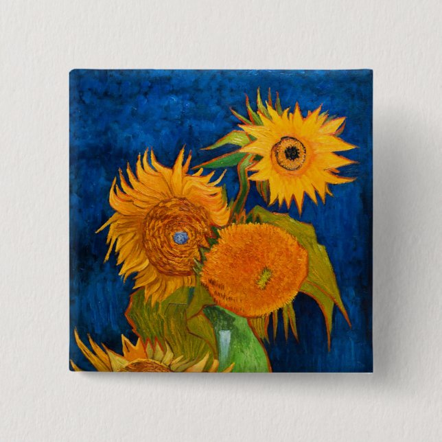 Van Gogh Sunflowers 15 Cm Square Badge (Front)